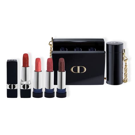 dior miniauderie|Dior minaudiere lipstick set.